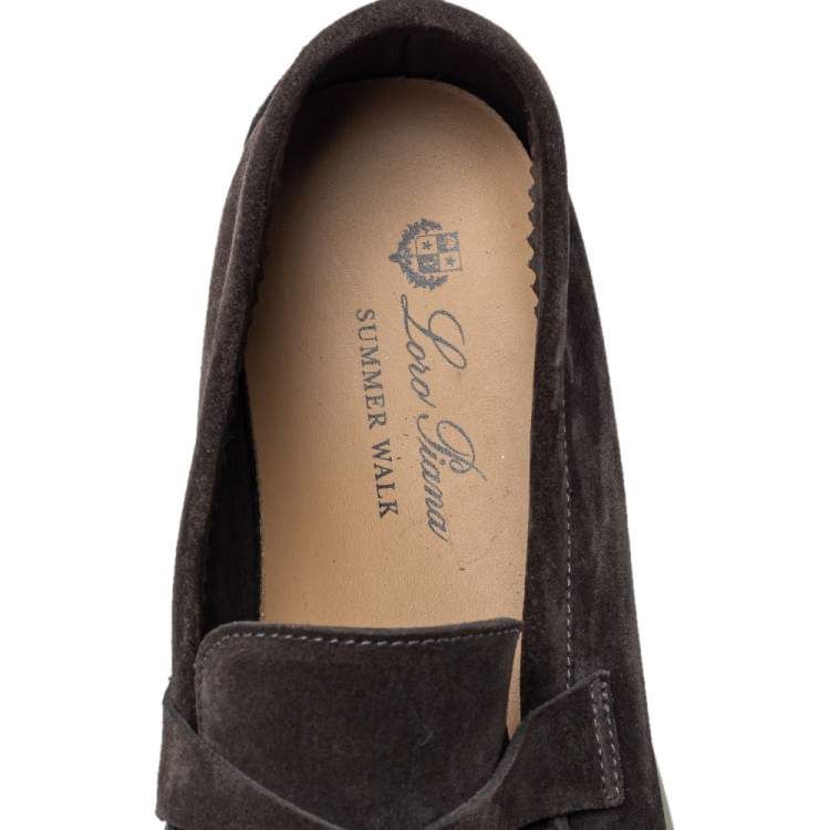 Pre Owned Loro Piana Brown Suede Summer Charms Walk Slip on Loafers Size 39
