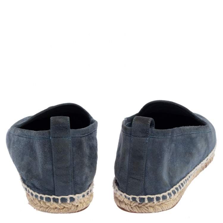 Pre Owned Loro Piana Blue Suede Summer Charms Walk Espadrille Flats Size 38