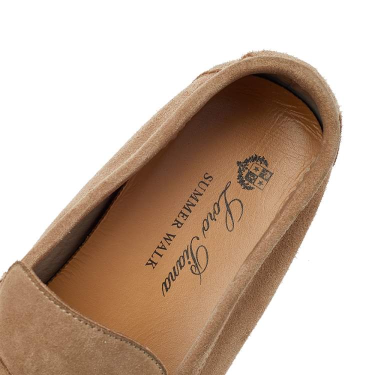 Pre Owned Loro Piana Beige Suede Summer Charms Walk Loafers Size 38