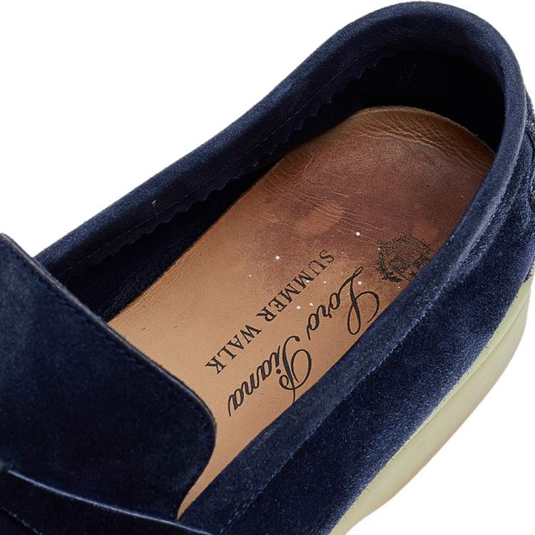 Pre Owned Loro Piana Blue Suede Summer Charms Walk Loafers Size 36.5