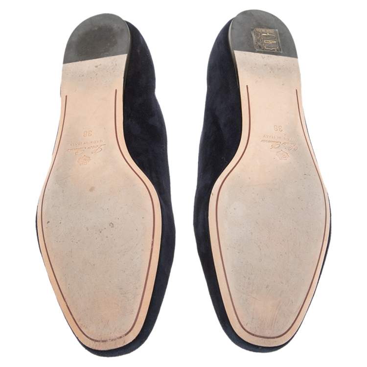 Pre Owned Loro Piana Blue Suede Charm Ballet Flats size 38 