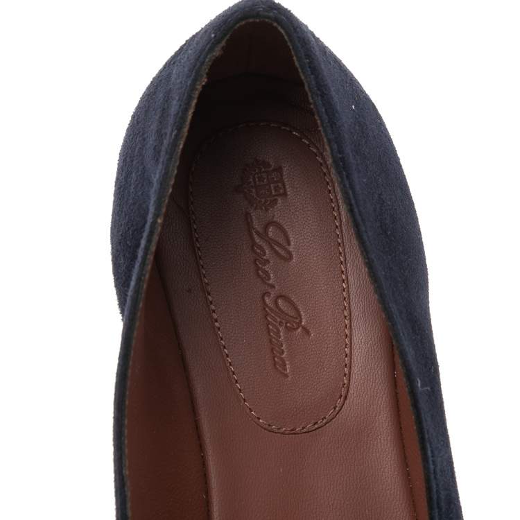 Pre Owned Loro Piana Blue Suede Charm Ballet Flats size 38 