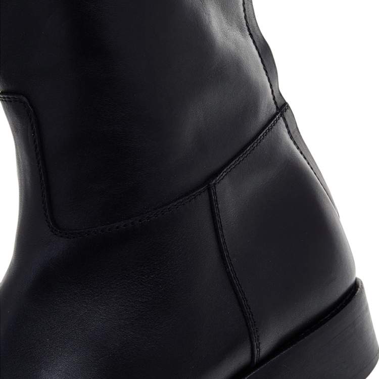 Pre Owned Loro Piana Black Leather Riding Knee Length Boots Size 39