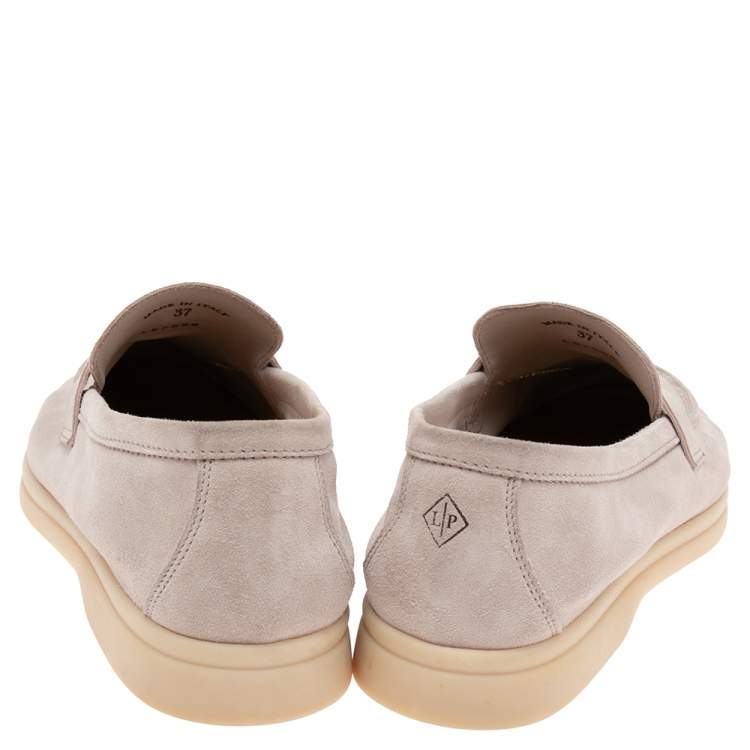 Pre Owned Loro Piana Beige Suede Summer Charm Walk Moccasins Size 37