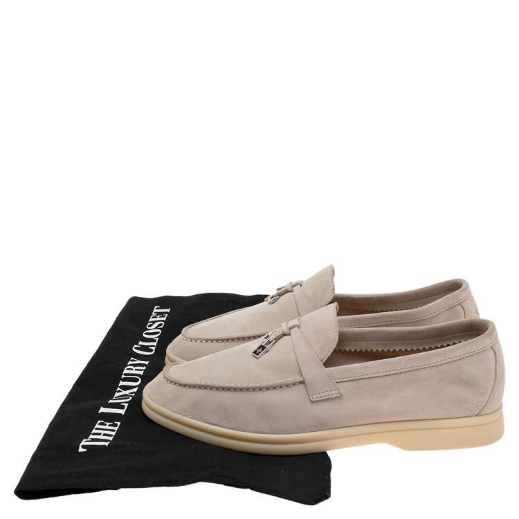 Pre Owned Loro Piana Beige Suede Summer Charm Walk Moccasins Size 37