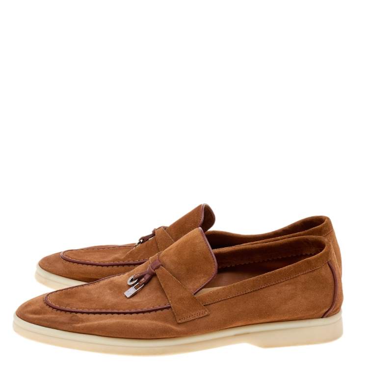 Pre Owned Loro Piana Brown Suede Summer Charms Walk Loafers Size 41