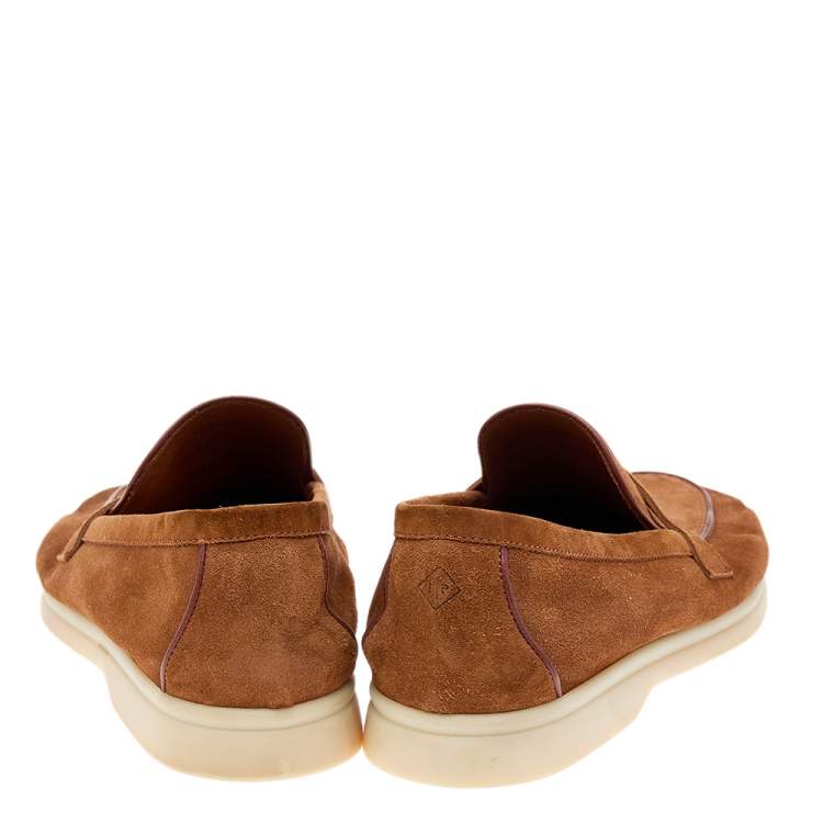 Pre Owned Loro Piana Brown Suede Summer Charms Walk Loafers Size 41