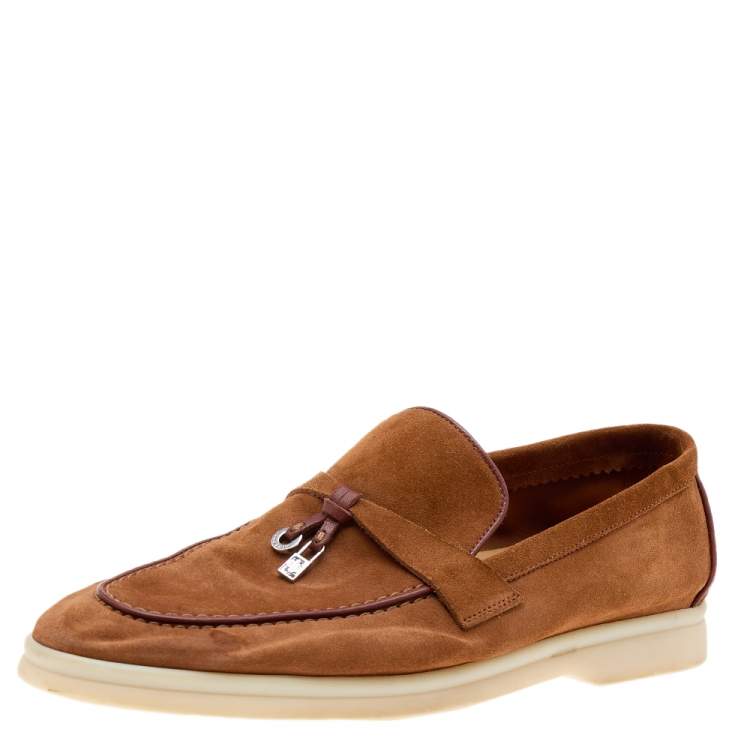 Pre Owned Loro Piana Brown Suede Summer Charms Walk Loafers Size 41