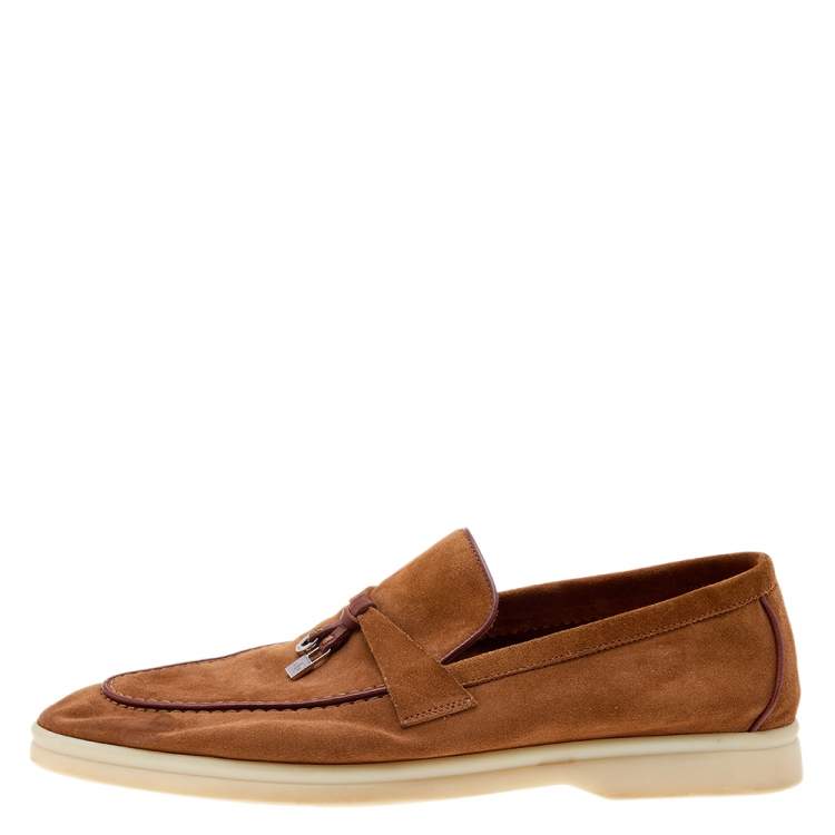 Pre Owned Loro Piana Brown Suede Summer Charms Walk Loafers Size 41