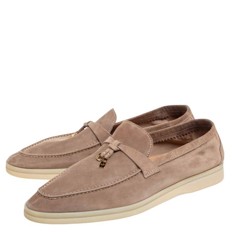 Pre Owned Loro Piana Brown Suede Summer Charms Walk  Loafers Size 40