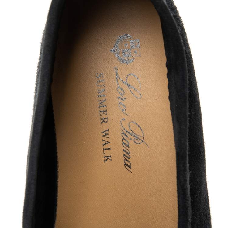 Pre Owned Loro Piana Black Suede Summer Charms Walk Slip On Loafers Size 37