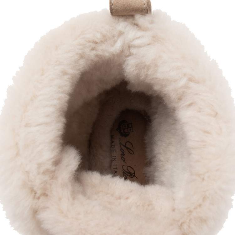 Pre Owned Loro Piana Beige Suede And Fur Open Walk Ankle Boots Size 37.5