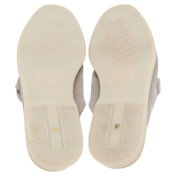 Pre Owned Loro Piana Beige Suede Babouche Charms Walk Mules Size 37