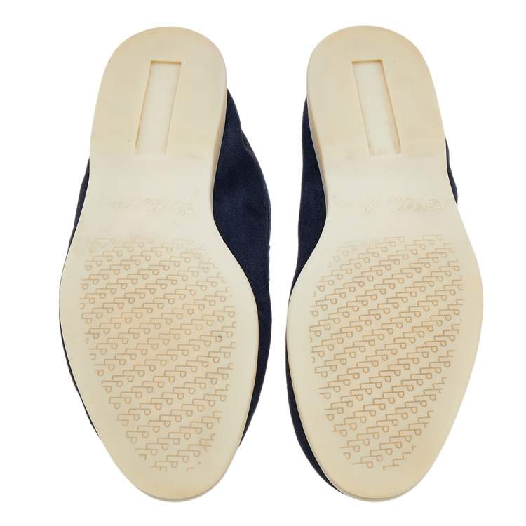 Pre Owned Loro Piana Navy Blue Suede Summer Charms Walk Slip On Loafers Size 38