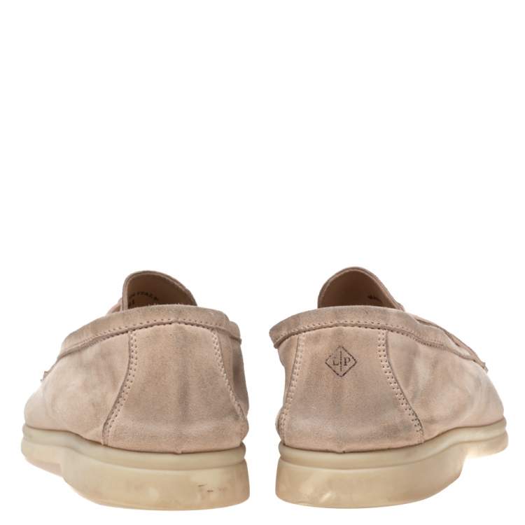 مملوكة مسبقًا Loro Piana Beige Suede Summer Charms Walk  Loafers Size 41