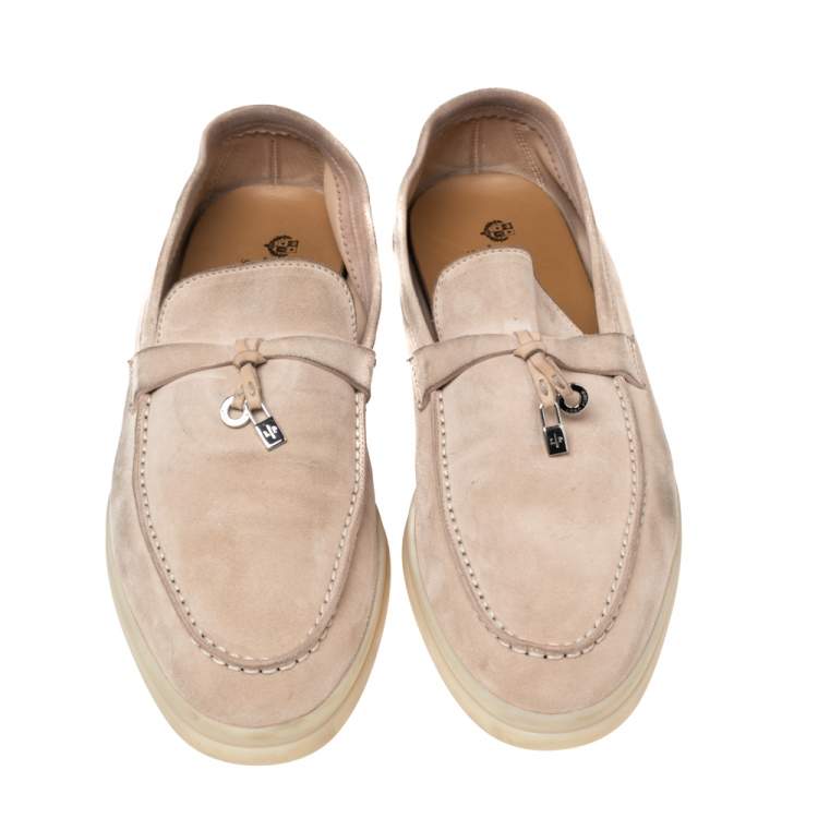 مملوكة مسبقًا Loro Piana Beige Suede Summer Charms Walk  Loafers Size 41