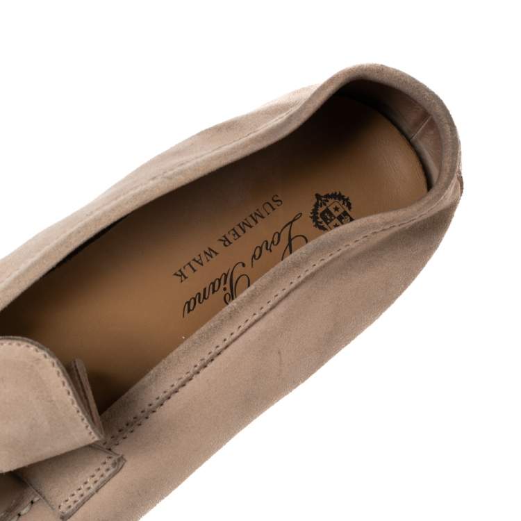 مملوكة مسبقًا Loro Piana Beige Suede Summer Charms Walk  Loafers Size 41