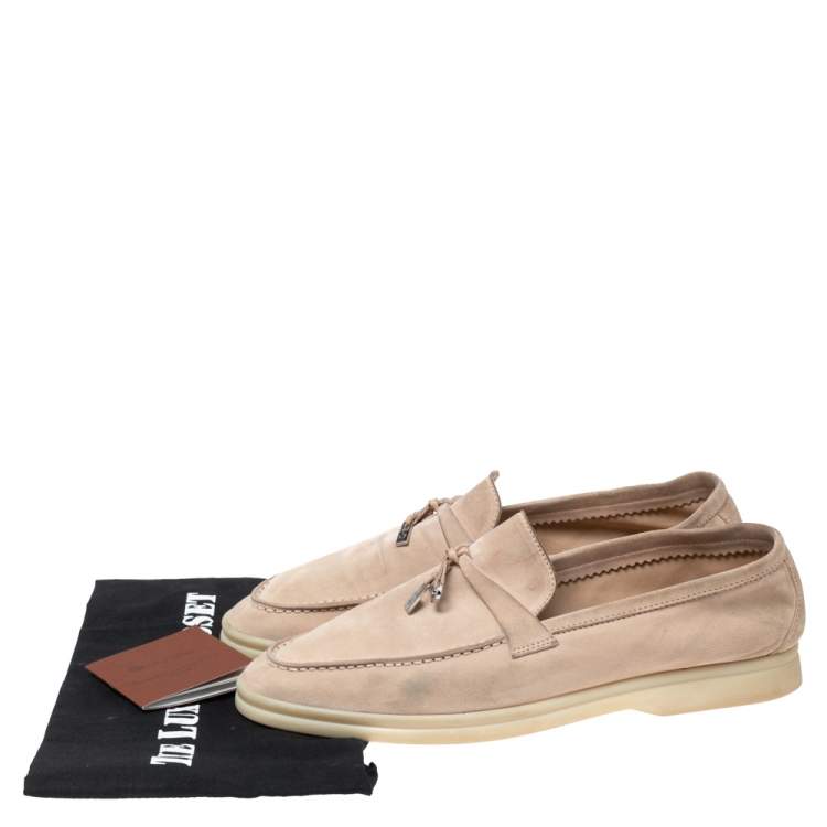 مملوكة مسبقًا Loro Piana Beige Suede Summer Charms Walk  Loafers Size 41
