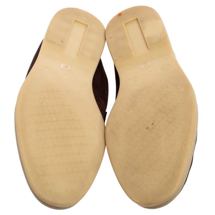 Pre Owned Loro Piana Dark Brown Suede Summer Charms Walk Slip On Loafers Size 37
