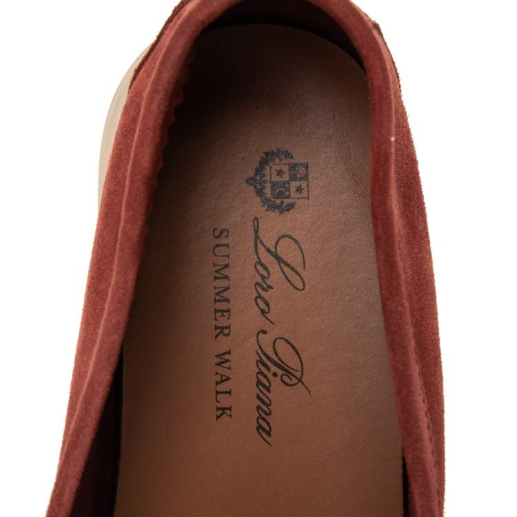 مملوكة مسبقًا Loro Piana  Burgundy Suede Summer Charms Walk  Loafers Size 38.5