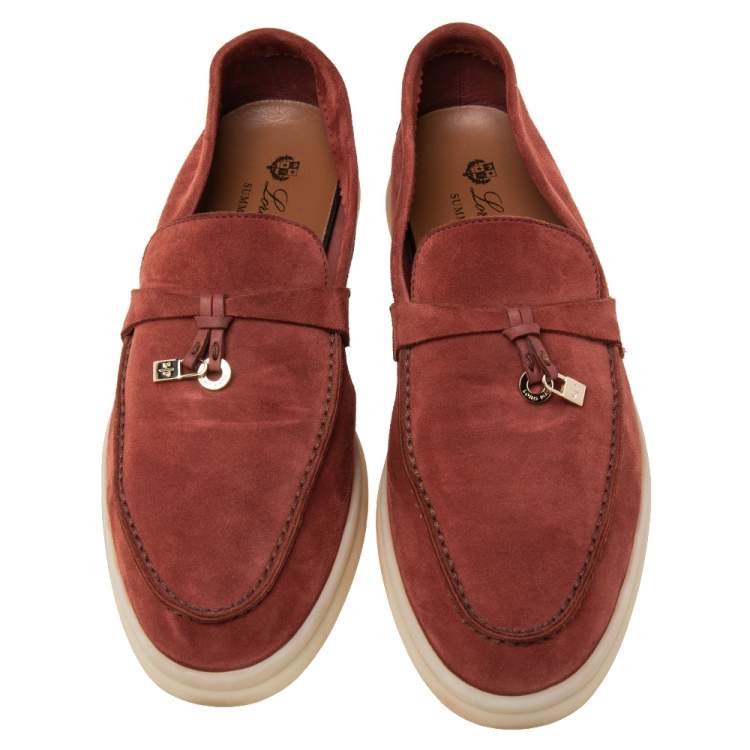 مملوكة مسبقًا Loro Piana  Burgundy Suede Summer Charms Walk  Loafers Size 38.5