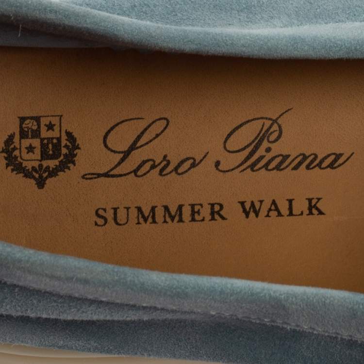 Pre Owned Loro Piana Light Blue Suede Summer Charms Walk Loafers Size 36 