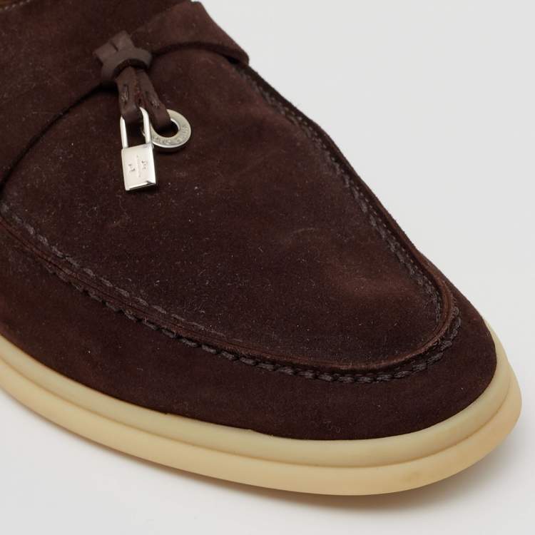 Pre Owned Loro Piana Brown  Summer Charms Walk  Loafers Size 35