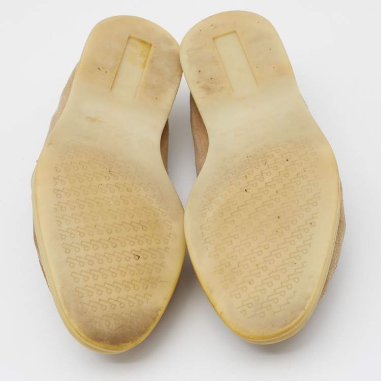 Pre Owned Loro Piana Beige Suede Summer Charms Walk  Loafers Size 35