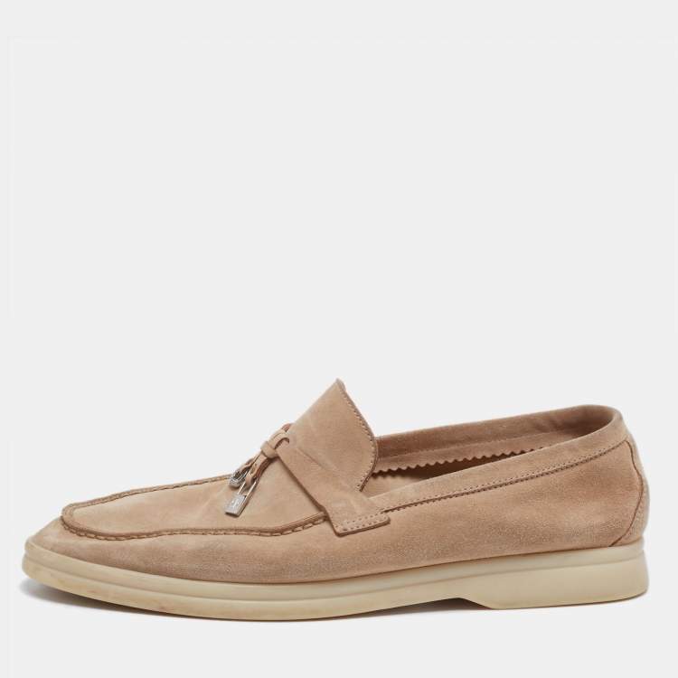 Pre Owned Loro Piana Beige Suede Summer Charms Walk Loafers Size 38