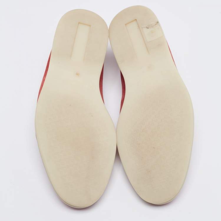 Pre Owned Loro Piana  Coral Red Suede Summer Charms Walk Loafers Size 36