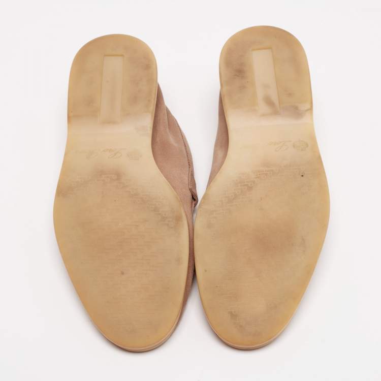 Pre Owned Loro Piana Beige Suede Summer Walk Charm Slip-On Loafers Size 38 