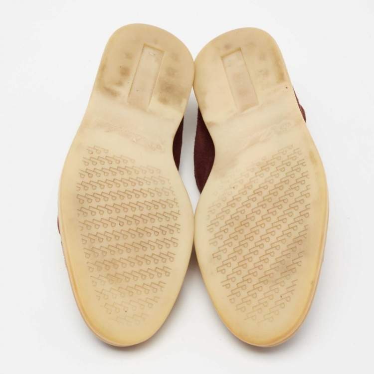 Pre Owned Loro Piana Burgundy Suede Summer Charms Walk Loafers Size 36.5
