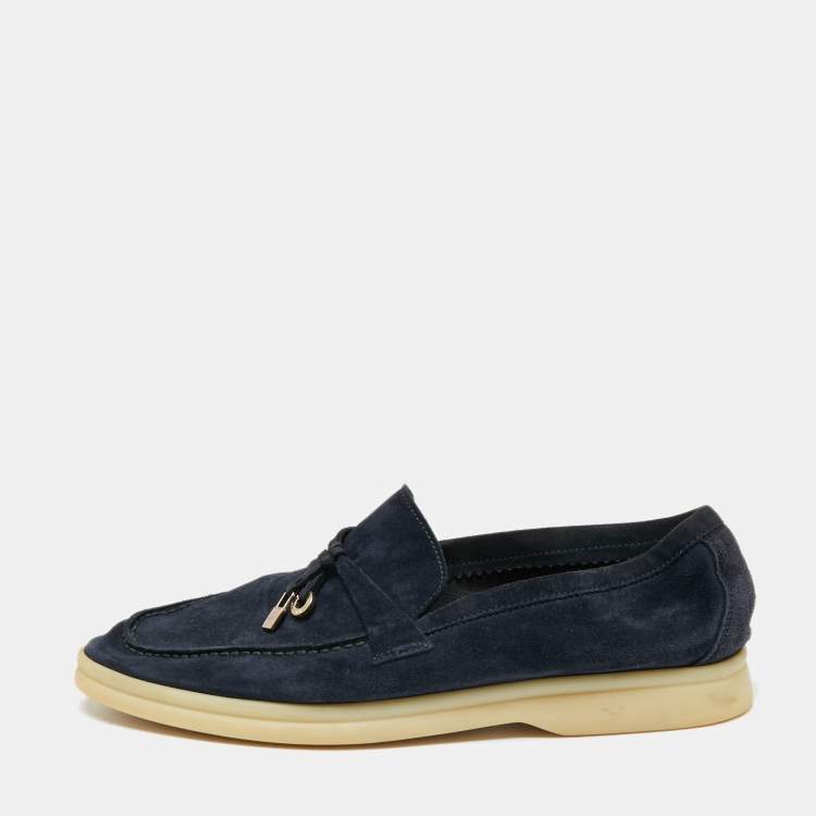 Pre Owned Loro Piana Blue Summer Charms Walk Loafers Size 36.5