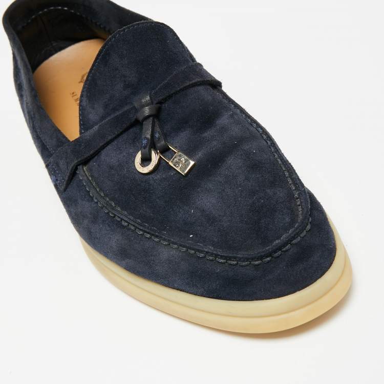 Pre Owned Loro Piana Blue Summer Charms Walk Loafers Size 36.5