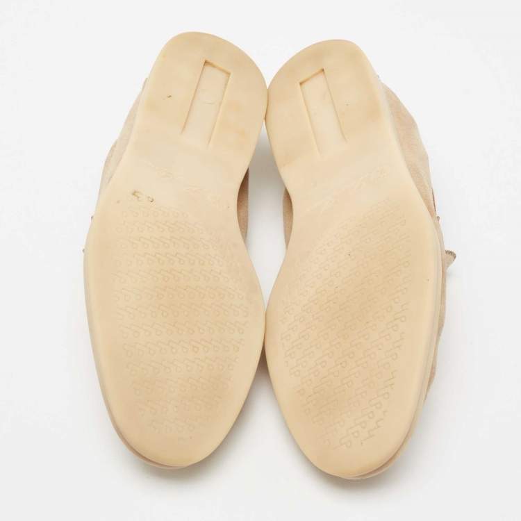 Pre Owned Loro Piana Beige Suede Summer Charms Walk Loafers Size 37.5