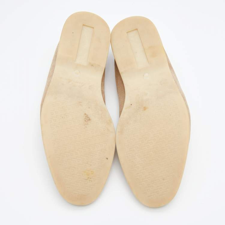 Pre Owned Loro Piana Beige Suede Summer Charms Walk Loafers Size 37.5