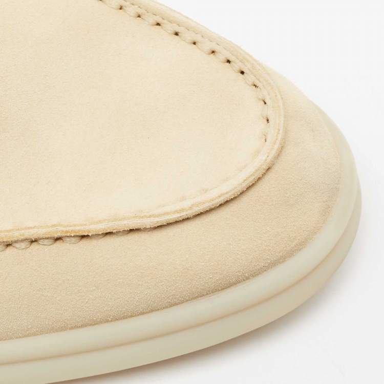 Pre Owned Loro Piana Beige Suede Babouche Charms Flat Mules Size 38