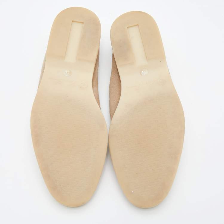Pre Owned Loro Piana Beige Suede Summer Charms Walk  Loafers Size 38
