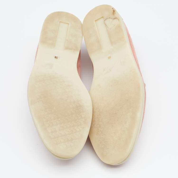 Pre Owned Loro Piana Pink Suede Summer Charms Walk Slip On Loafers Size 38