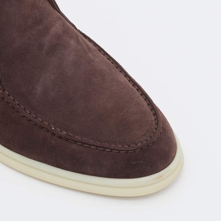 Pre Owned Loro Piana Brown Suede Open Walk Ankle Boots Size 36