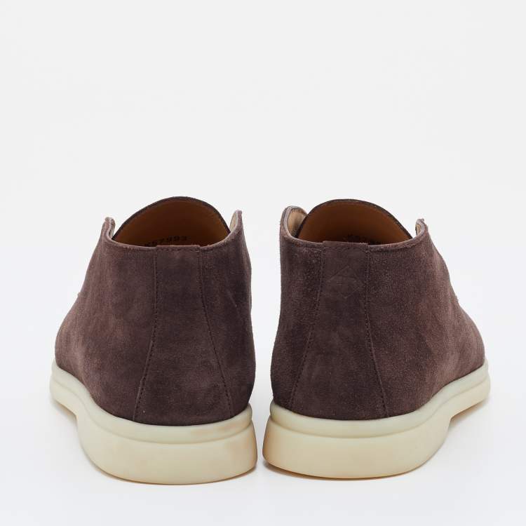 Pre Owned Loro Piana Brown Suede Open Walk Ankle Boots Size 36