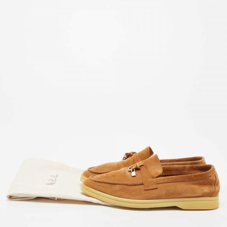 Pre Owned Loro Piana Light Brown Suede Summer Charms Walk Loafers Size 36