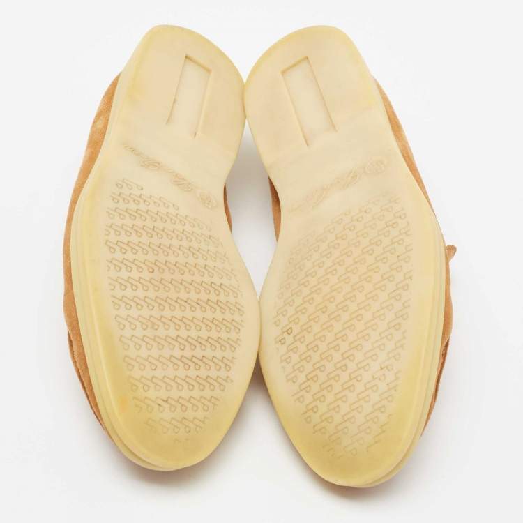 Pre Owned Loro Piana Light Brown Suede Summer Charms Walk Loafers Size 36