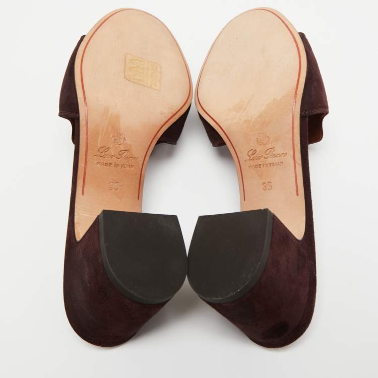 Pre Owned Loro Piana Brown Suede Summer Charms Sandals Size 35