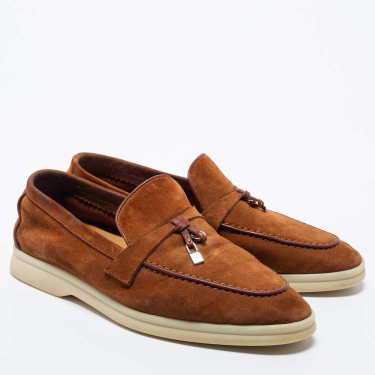 Pre Owned Loro Piana Brown Suede Summer Charms Walk Loafers Size 36