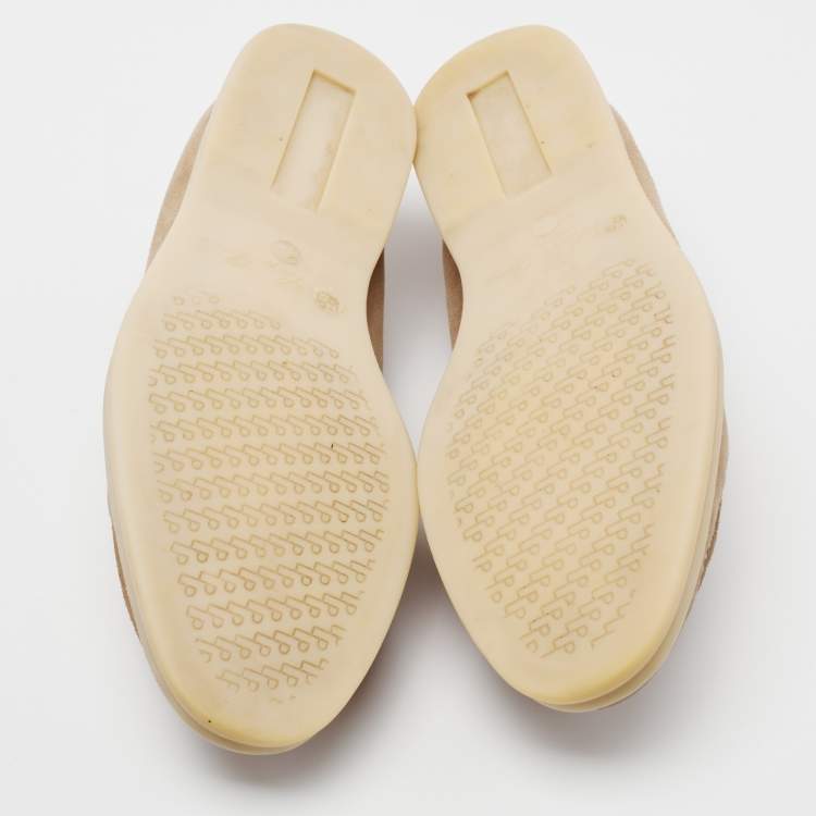 مملوكة مسبقًا Loro Piana Beige Suede Summer Charms Walk  Loafers Size 39.5