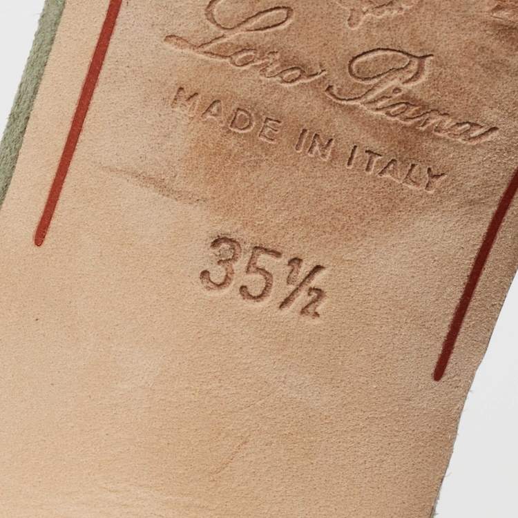 Pre Owned Loro Piana Green Suede Summer Charms Walk Slides Size 35.5