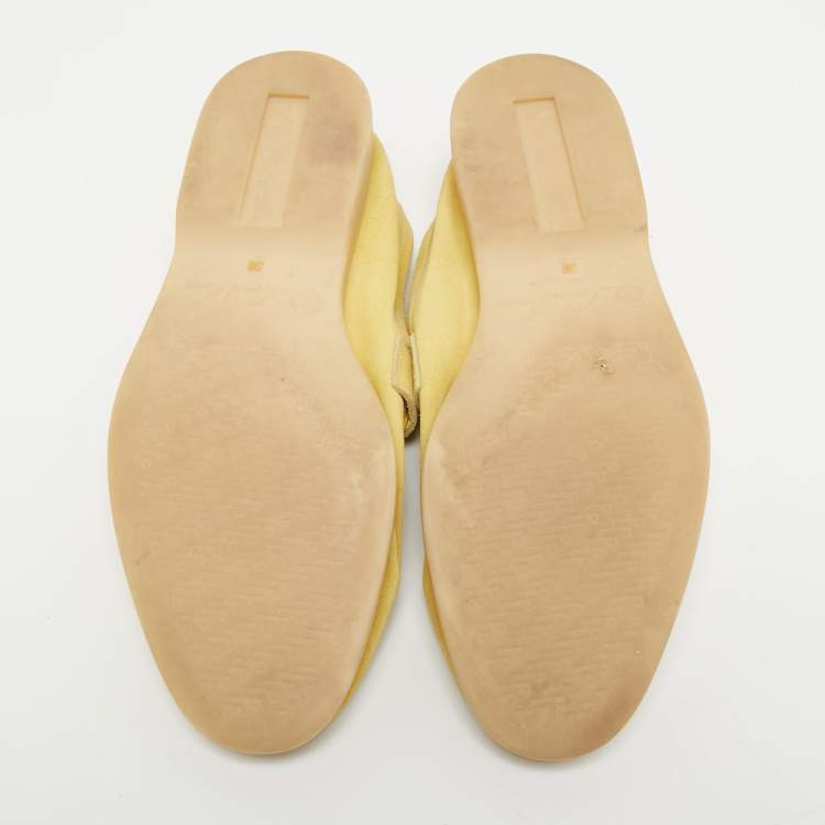 Pre Owned Loro Piana Yellow Suede Summer Charms Walk Loafers Size 38