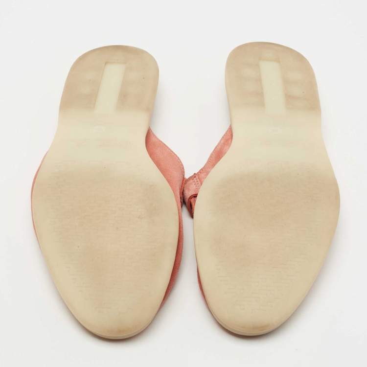 Pre Owned Loro Piana Pink Suede Summer Charms Walk Mule Flats Size 40.5