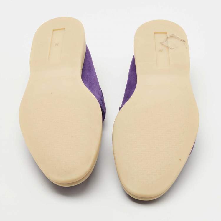 Pre Owned Loro Piana Purple Suede Summer Charms Walk Loafers Size 38